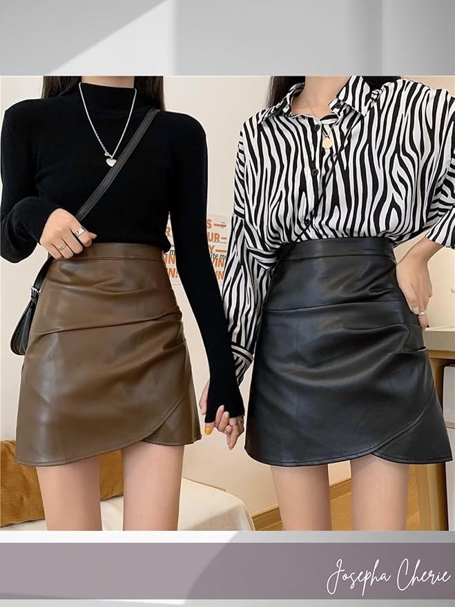 レザー スカート ドレープ ミニ 丈